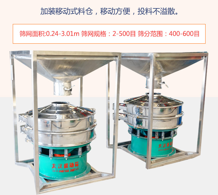 加裝移動式料倉，移動方便，投料不溢散。